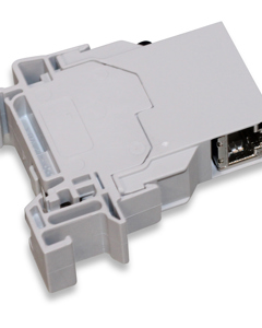 Trough terminal RJ45 on cutting terminal for C-rail